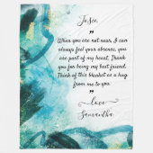 ベストフレンド用の毛布とカスタムティール(緑がかった色)(メッセージ) フリースブランケット (正面)