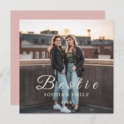 ベストフレンド コラージュ フォト 招待状 - 名前と年 (正面/裏面)