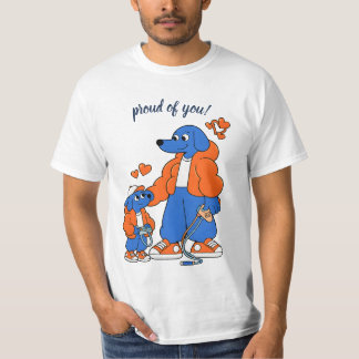 ベストフレンド：父と息子のブルードッグ デュオ（オレンジ Tシャツ