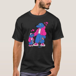 ベストフレンド：父と息子のブルードッグ デュオ (ピンクa tシャツ