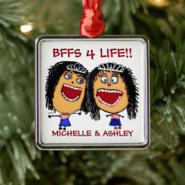 ベストフレンド BFFS または姉妹のカスタムキャラクターグッズ メタルオーナメント