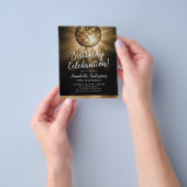 ベストブラック金ゴールドグリッター70sディスコボール誕生日 チラシ (手)