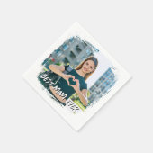 ベストマムエバー グランジ ボーダー フォト スタンダードカクテルナプキン (角)