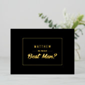 ベストマンになってくれますか？ブラックゴールドの結婚式 箔招待状 (立ち正面)