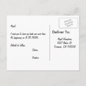 ベストマンまたはブライズメイドのポストカード招待状 インビテーションポストカード (裏面)