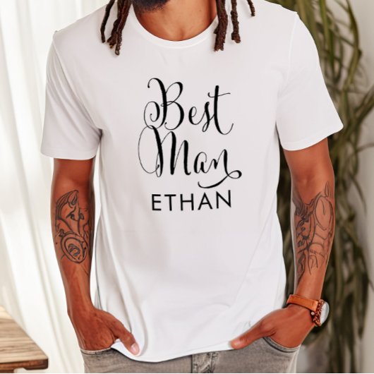 ベストマン カリグラフィー ウェディング ネーム Tシャツ