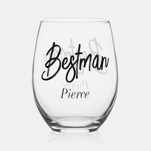 ベストマン ブラック ホワイト ウェディング ステムなしワイングラス (裏面)