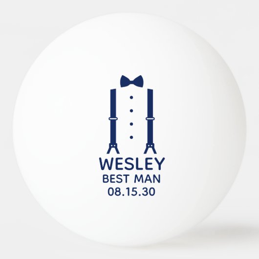 ベストマン ブルー ボウタイ 卓球ボール (正面)