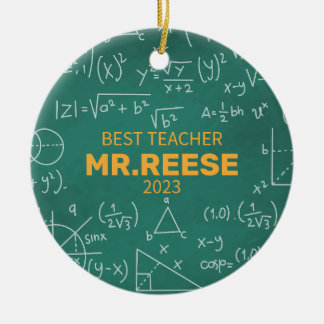 ベスト教師 カスタム 数学教師 名前 数学 セラミックオーナメント
