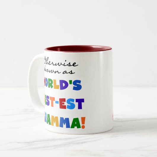 ベスト米国東部標準時刻GrammaのTシャツとしてさもなければ知られていて ツートーンマグカップ (正面左)