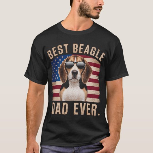 ベスト ビーグルお父さん ビーグル犬 愛国ハートの犬好き Tシャツ (正面)