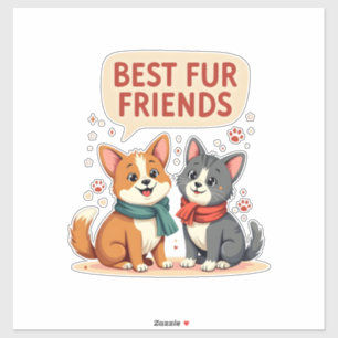 ベスト フレンド ヴィンテージ かわいい猫と犬の漫画 シール