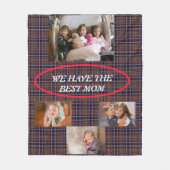 ベスト・マム 手描きフォント タータン・チェック 4枚の写真 フリースブランケット (正面)
