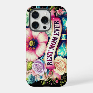 ベスト・モム・エバー フラワー iPhoneケース – ビンテージローズ iPhone 15 Proケース