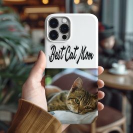 ベスト 猫ママ 写真 ブラック テキスト iPhone 13ケース
