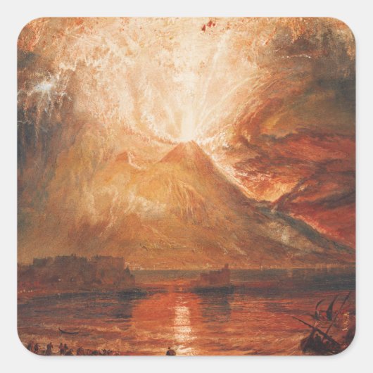 ベスビウス山のステッカー スクエアシール (正面)