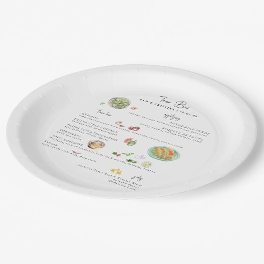 ベスポ図解入りの、写真付きのケ |タコバー結婚のメニュー ペーパープレート (アングル)