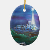 ベスレヘムの楕円形のオーナメントの星 セラミックオーナメント (正面)