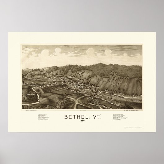 ベセル， VTパノラママップ – 1886 ポスター (正面)