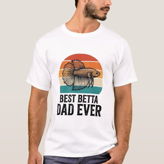 ベタお父さん大好きビンテージ魚デザイン_1 Tシャツ (正面)