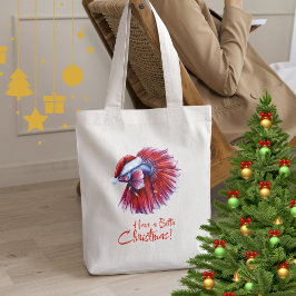 ベタのクリスマス サンタの魚好きな人への面白いプレゼント トートバッグ