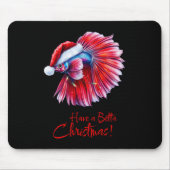ベタのクリスマス サンタの魚好きな人への面白いプレゼント マウスパッド (正面)