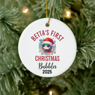 ベタの初めてのクリスマス 2025 陶器オーナメント セラミックオーナメント