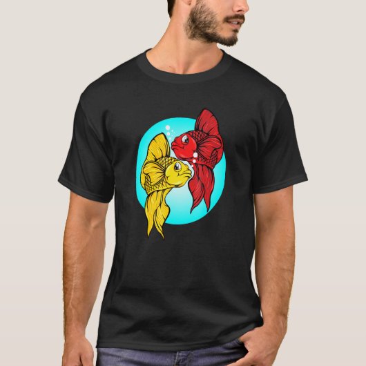 ベタの飼い主 シャム闘魚 水槽 Tシャツ (正面)