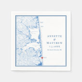 ベタニービーチデラウェアエレガント地図ネイビ結婚ーズ スタンダードカクテルナプキン (正面)