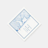 ベタニービーチデラウェアエレガント地図ネイビ結婚ーズ スタンダードカクテルナプキン (角)