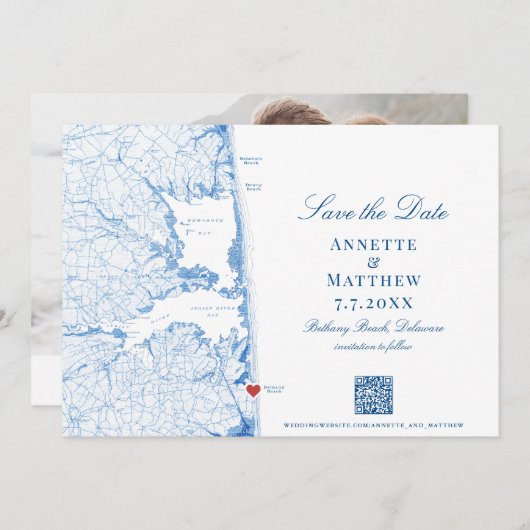 ベタニービーチDEマップ写真QRコード結婚ズ セーブザデート (正面/裏面)