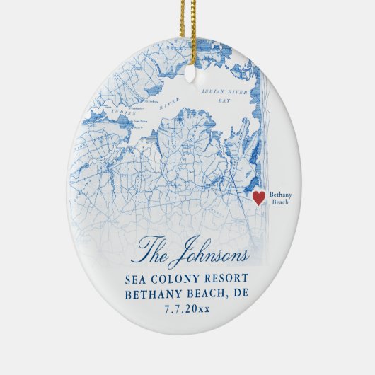ベタニービーチDEマップ海軍結婚の写真クリスマス セラミックオーナメント (右)