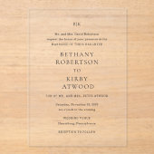 ベタニー伝統的エレガントな結婚式 アクリル招待状 (正面)