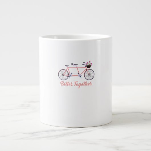ベター・トゥギャザー タンデム自転車 モダンなデザイン ジャンボコーヒーマグカップ (正面)