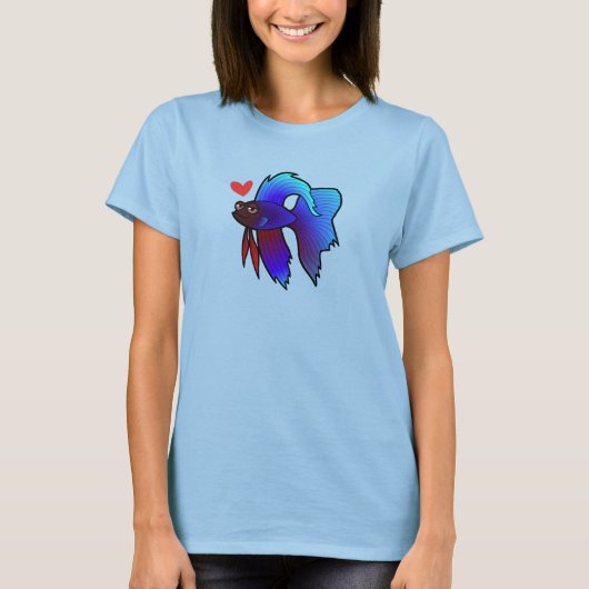 ベタ / シャム闘魚 ラブ Tシャツ (正面)