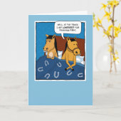 ベッおもしろいド記念日にウマ好き カード (黄色い花)