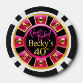 ベッキー40thデイ明るい赤紫色ブラックトランプのポーカーチップ ポーカーチップ (裏面)