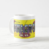 ベックリーWVのヴィンテージの郵便はがきのマグからの挨拶 コーヒーマグカップ (正面左)