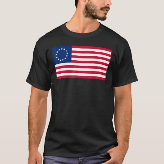 ベッシーロス米州旗1777米国革命旗 Tシャツ (正面)