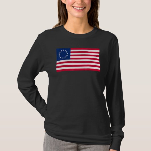 ベッシーロス米州旗1777米国革命旗 Tシャツ (正面)