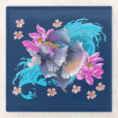 ベッタシャムの戦う魚 ガラスコースター (正面)