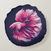 ベッタフィッシュピンクと紫の丸い枕 ラウンドクッション (裏面)