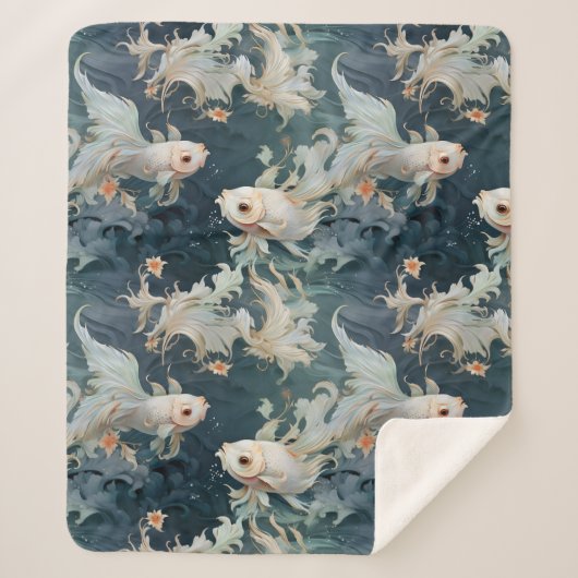 ベッタフィッシュブルーホワイト シェルパブランケット (正面)