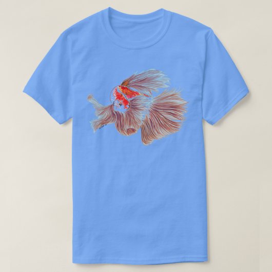 ベッタフィッシュ赤オレンジと青 Tシャツ (デザイン正面)