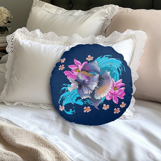ベッタ・シャム闘魚 ラウンドクッション
