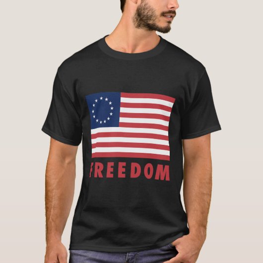 ベッツィロス州旗オールドグローリー13スターアメリカ国旗Fr Tシャツ (正面)