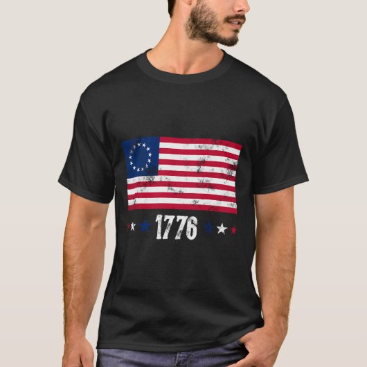 ベッツィロス州旗1776星とストライプヴィンテージ資源 Tシャツ (正面)