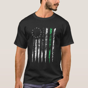 ベッツィロス薄い緑の線動揺して米国旗のギフト Tシャツ