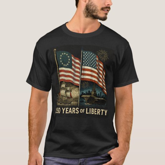 ベッツィ・ロス アメリカ国旗 自由の250年 Tシャツ (正面)