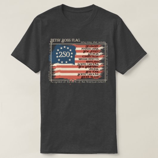 ベッツィ・ロス アメリカ国旗 250 Tシャツ (デザイン正面)